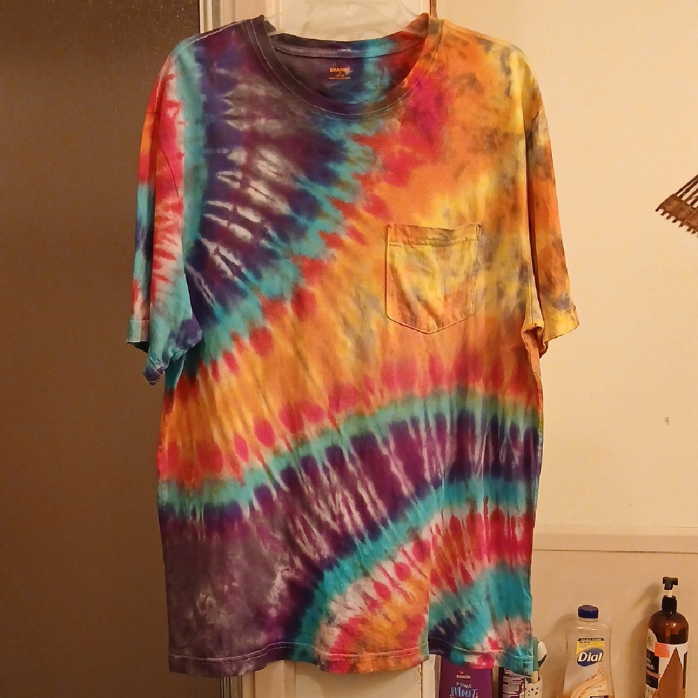 Brahma Multi Colored Tiedye‎ Short Sleeve Tee. Mens Sz.XL, Womens Sz.2XL